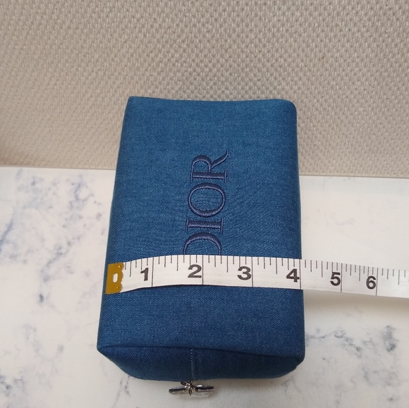 DIOR Denim Embroidered Cosmetic Zipper Trousse Pouch Makeup Cosmetics Bag New - Picture 9 of 9